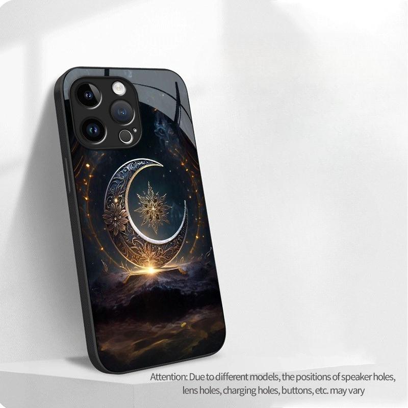 

Закаленное стекло для телефона с рисунком Лунного Тотема, подходит для iPhone 17 16 15 14 13 12 11 Pro/Max/Plus, противоударная задняя крышка For iPhone 11PROMAX