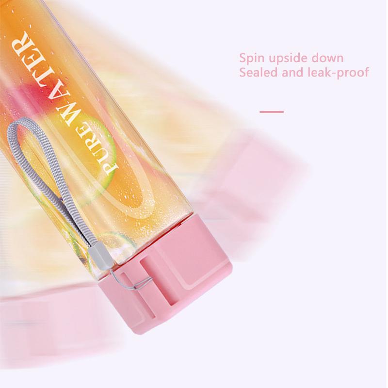 480ml Square Water Bottle Plastic Drinking Bottle Sports Water Cup With Portable Rope Leak-Proof Outdoor Juice Bottle Drinkware