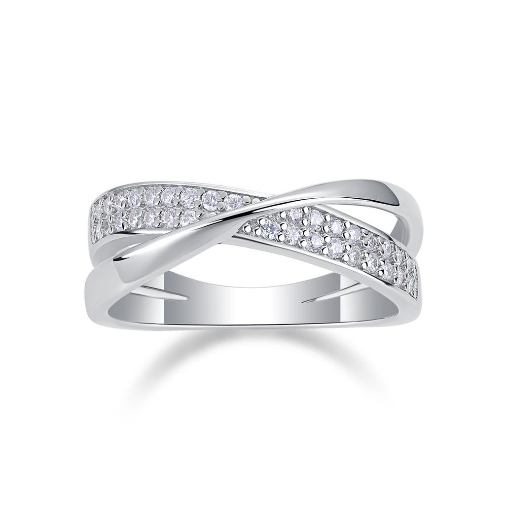 Trendy 925 Sterling Silver Hip Hop Style X Shape Band Ring Full Moissanite Diamond Eternity for Men-for Wedding and Party