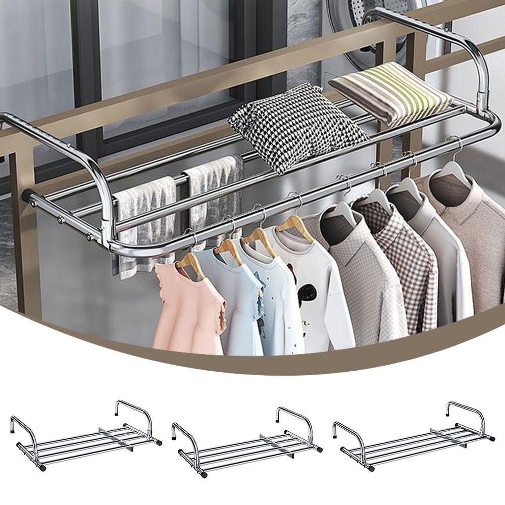 

Scalable Clothes Drying Rack Stainless Steel Floor-Standing Balcony Hanging Rail 50-158cm Adjustable Clothes Organizer Racks 68-120cm