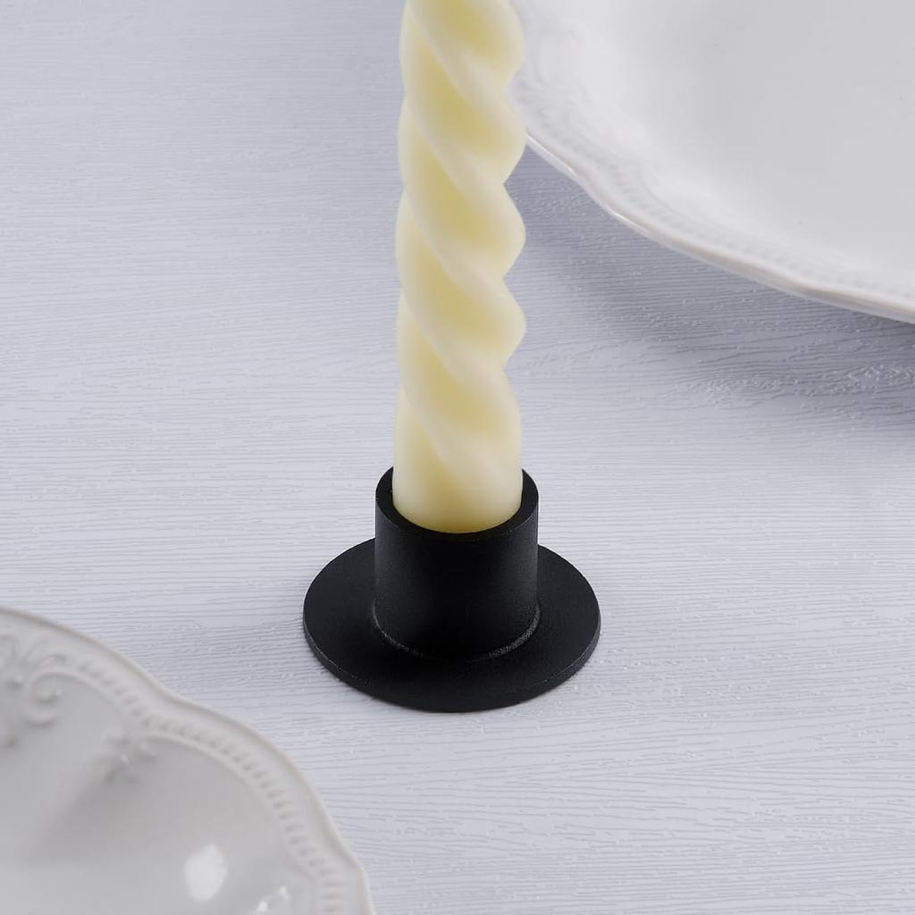 DEYBBY Black Metal Taper Candle Holders Set of 8, Short Iron Candlestick Holders for Anniversary Dinner Housewarming Room Decor Wedding