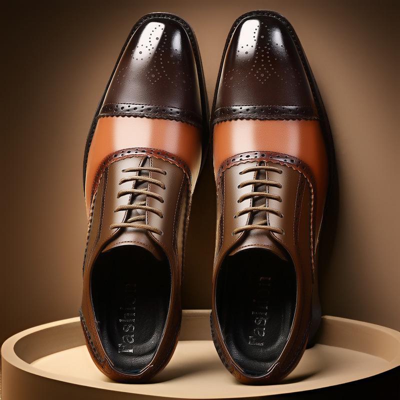 New Brogue Leather Men's Shoes - Stylish, Breathable, Versatile for Business and Weddings In Spring and Autumn