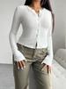 Women's Tops Y2K Solid Color Slim Cardigan Button Long Sleeve T-Shirt