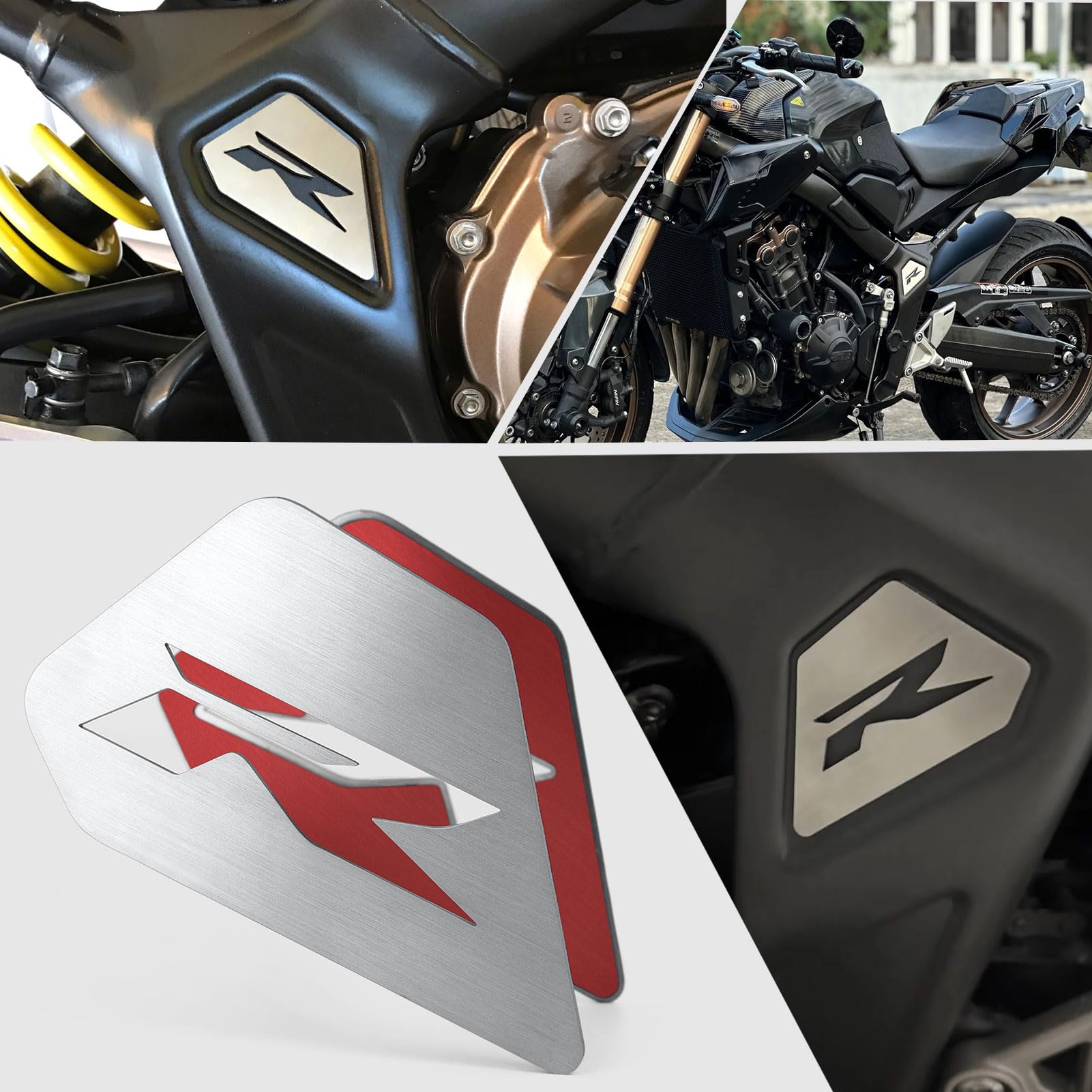 Midimttop CB650R Stainless Steel Frame Filler Side Cover Trim Type серебряный