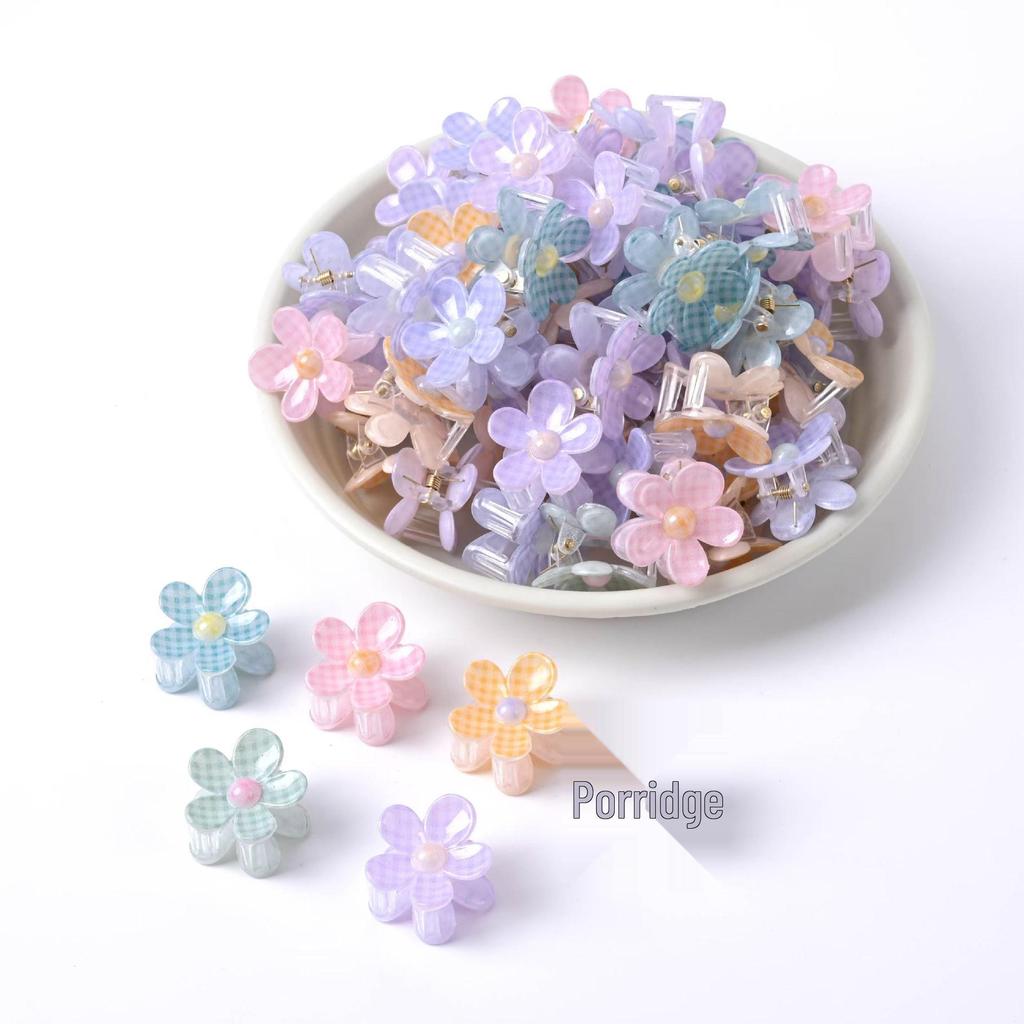 2.5cm Frangipani Grid Print Hair Claw Clip for Kids