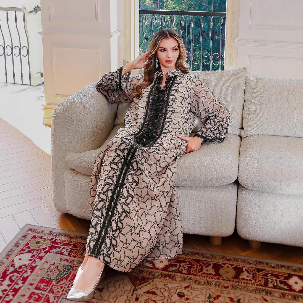 New Arrival: Sequin Abaya - Long Robe/Dress for Muslim Women, Middle Eastern/Arabic Style, Dubai-Inspired