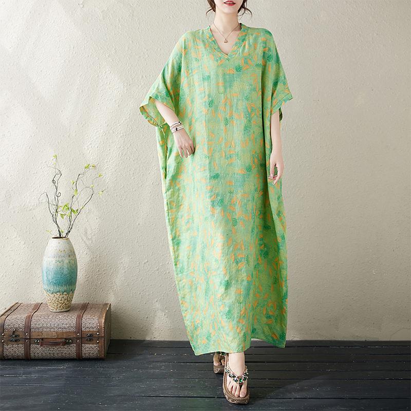 DIMANAF 2024 Plus Size Summer Women Beach Holiday Dress Basic Floral Print Loose Style Vintage Long Dresses