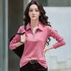 Women T-shirt Lapel Zipper Half Placket Long Sleeve Pullover Tops Solid Color Slim Fit Stretchy Casual Tee Shirt Work Party Vacation Daily Wear