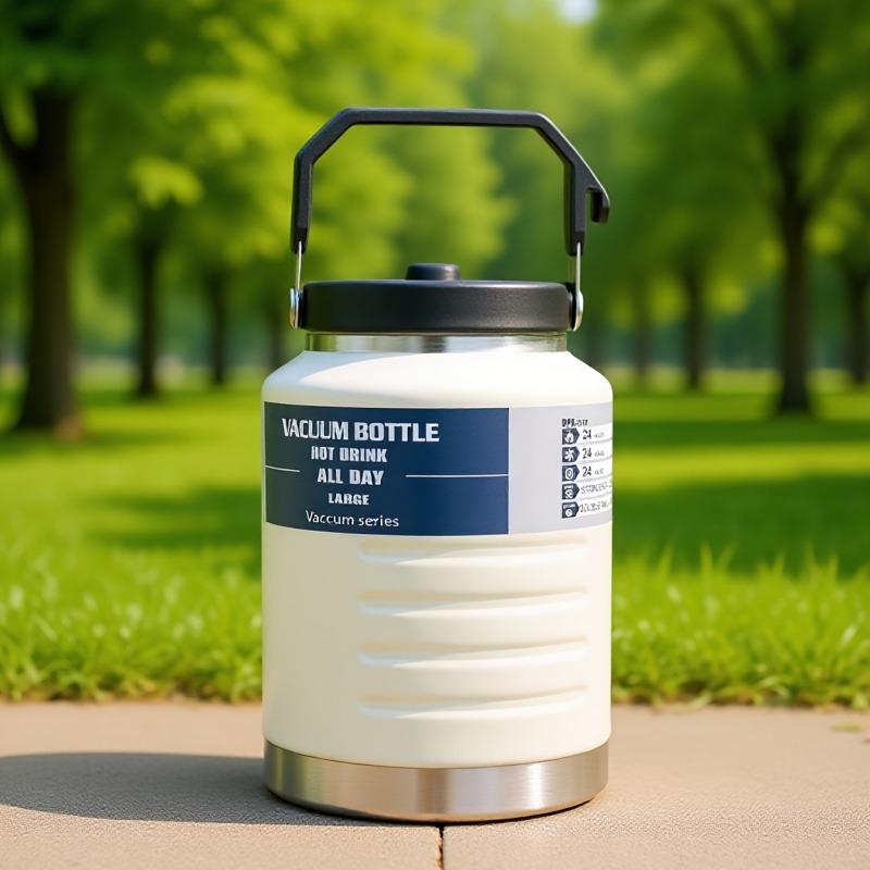 50oz/67oz Large Capacity Double-Wall Vacuum Insulated Stainless Steel Water Bottle Leakproof Thermal Cup with Straw Lid & Handle