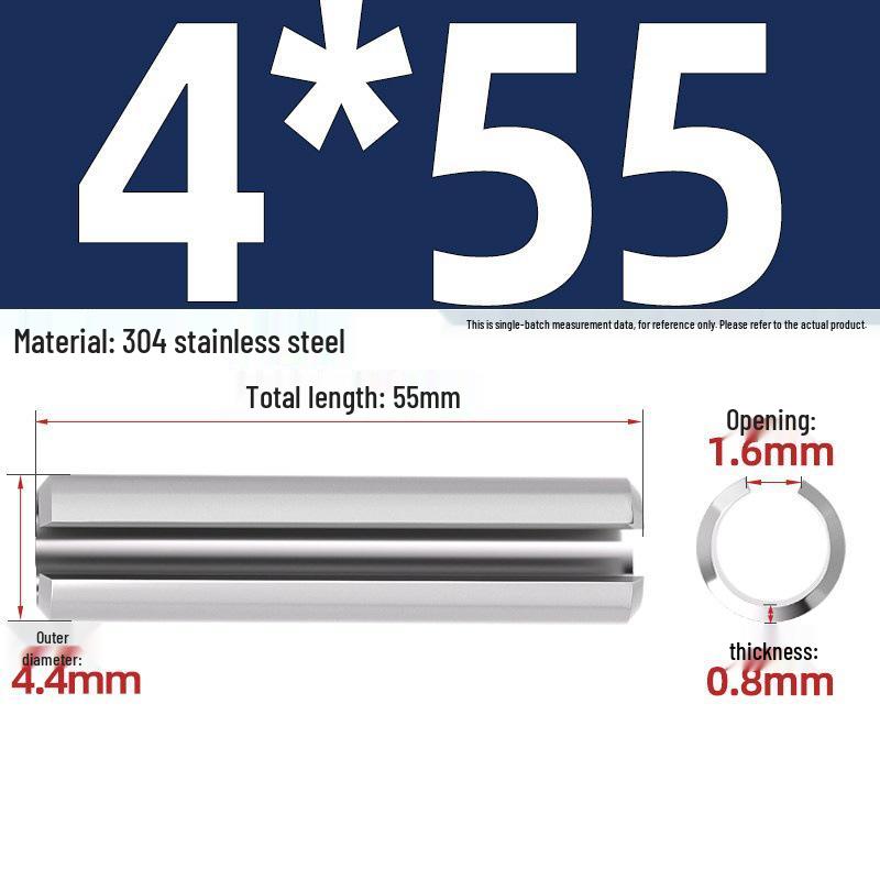 304 Stainless Steel Slotted Spring Pin, Cylindrical Shaft Pin, Locating and Hollow Pin (M5-M12)