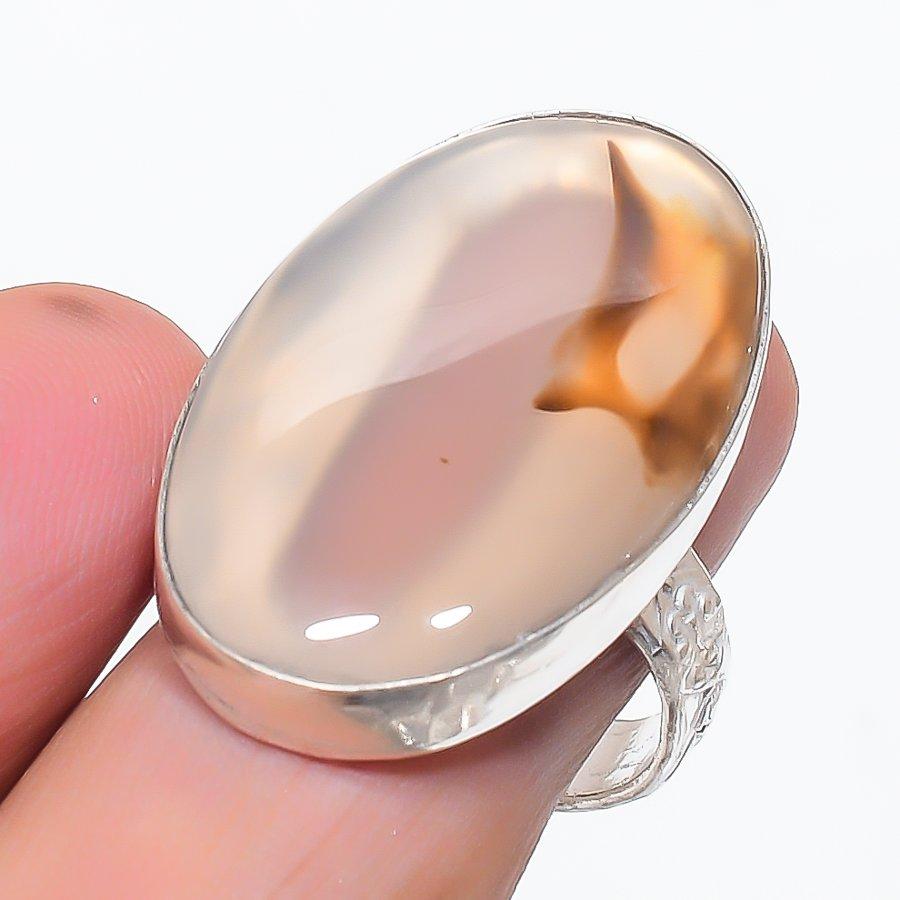 Montana Agate Gemstone 925 Sterling Silver Jewelry Ring Size 9