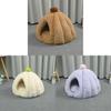 Cat Bed Winter Warm Thick Pumpkin Mongolian Enclosed Safe Sleep Cat House For Indoor Use