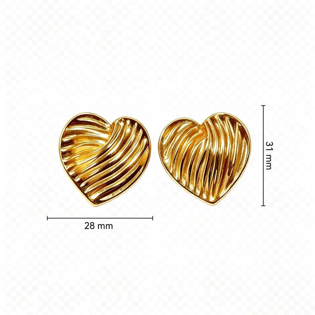High-End Heart-Shaped Gold Earring with Stainless Steel
