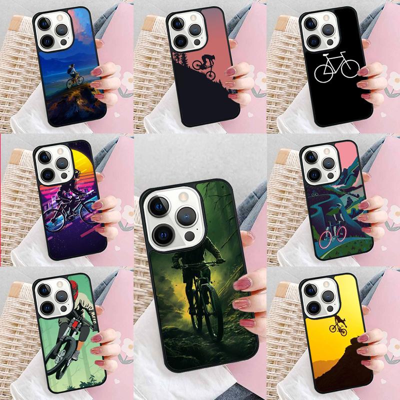 Mountain Bike Bicycle MTB Phone Case For iPhone 17 Air 15 16e 14 13 Pro Max Coque 12 11 Pro Max PLUS Cover