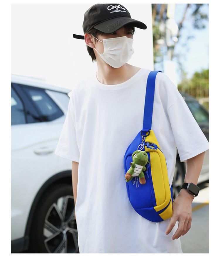 Japanese Niche Color-Block Chest Bag: Unisex Lightweight Crossbody & Waist Phone Bag for Casual Sports