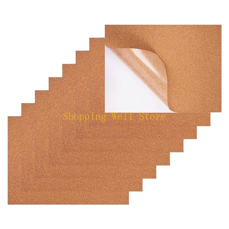 KX4B 8 Piece Cork Wall Pin Boards Sheet Collection Corkboard with Adhesive Backing 1mm Thick for Office Home Improvement