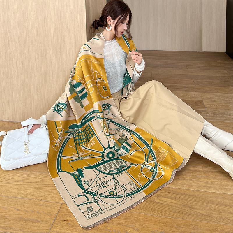 New Fashionable Imitation Cashmere Scarf for Women in Winter Versatile Double Sided Scarf To Keep Warm and Cold Proof Thickened Shawl