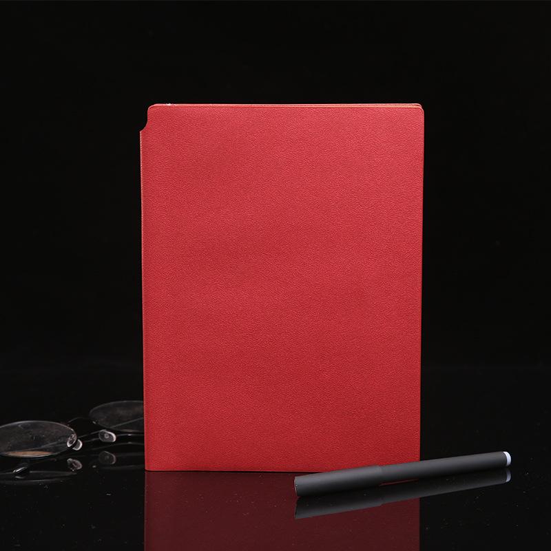 High Quality A5 Business Hardcover Imitation Leather Gift Notebook Printable Logo Simple Notepad Student Journal Company (Red,200 Pages&A5)