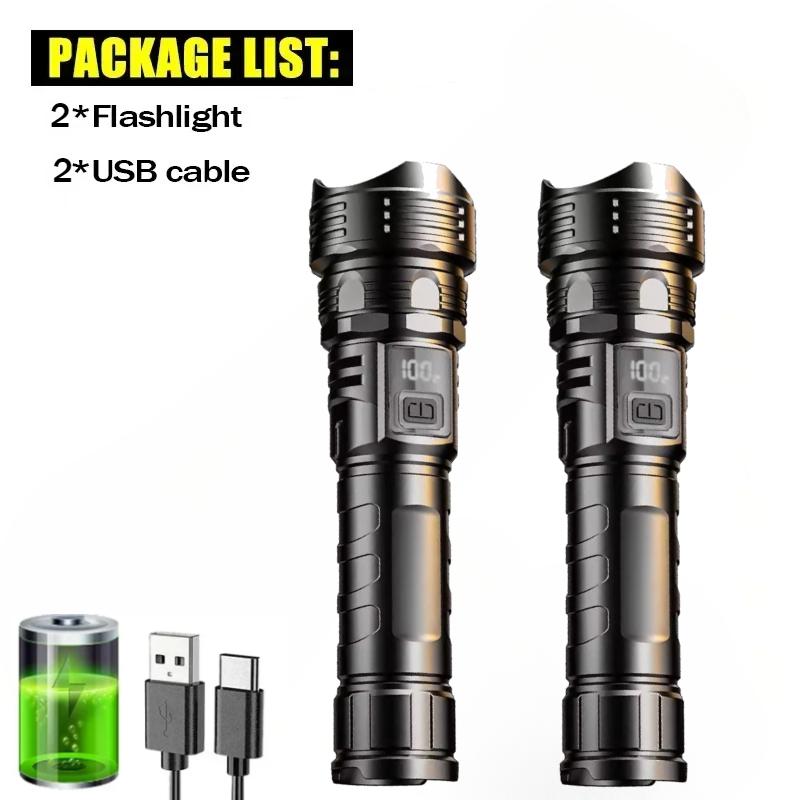 New USB Rechargeable LED Flashlights High Power Portable White Laser Telescopic Zoom Torch Lamp Outdoor Camping Fishing lights