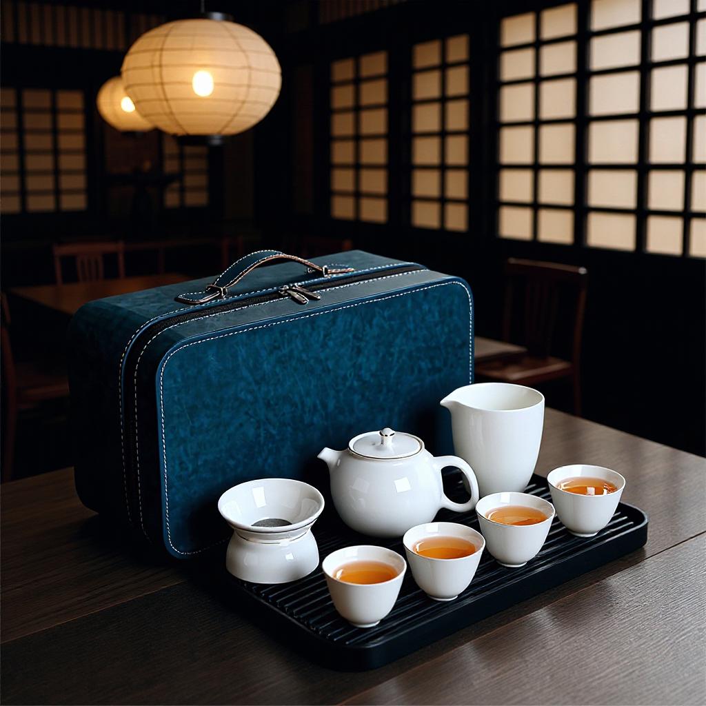 Business Portable Travel Tea Set Dehua White Porcelain Suet Jade Ceramic Teapot Teacup Tea Tray Gift Box