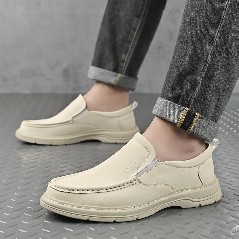 Men's shoes 2025 spring wear casual leather shoes middle-aged and elderly dad loafers tide 2025