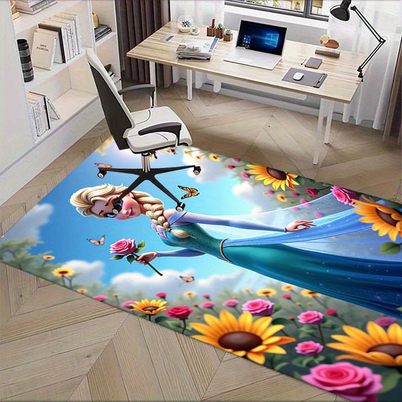 3D Printed Elsa,Flowers,Butterflies Anti-Slip Rug - Machine Washable Office Rug for Living Room, Bedroom, Office - Multiple Sizes