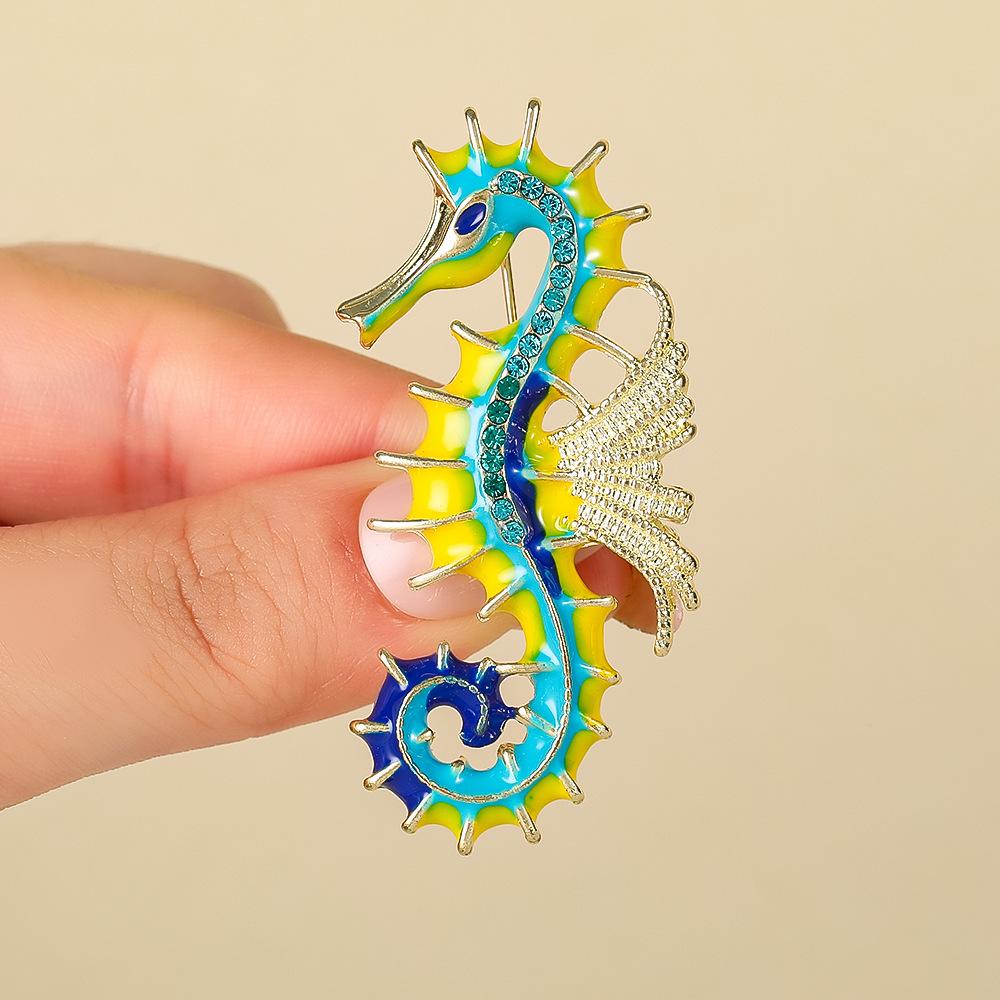 Retro Glazed Seahorse Brooch Painted Dripping Oil Animal Pin Women s Fashion 3CM*5CM