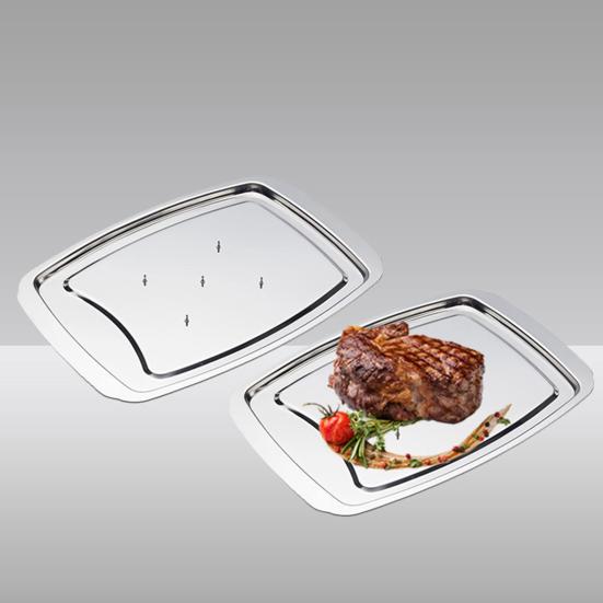 thumbnail image 2 of Dexam Chichester Carving Dish With Spikes - Stainless Steel 45x27cm Serving Platter 2 of 12