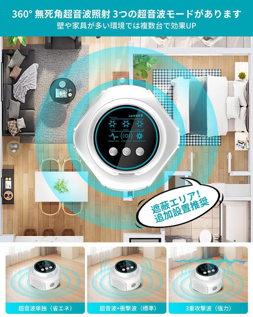 Gegoup Pest Control Repels and Other Pests with Ultrasonic Strobe and PIR Covers 350 sq Indoor and Outdoor Pet and Device, Roaches, Mosquitoes, Waves,