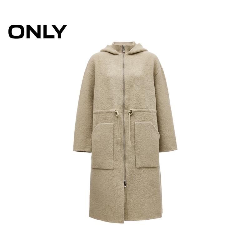 ONLY Women's Hooded Wool Blend Mid-Length Coat