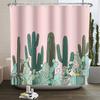 Tropical Cactus Print Shower Curtain Boho Plant Pattern Waterproof Fabric Shower Curtains Modern Bathroom Decor With Hooks