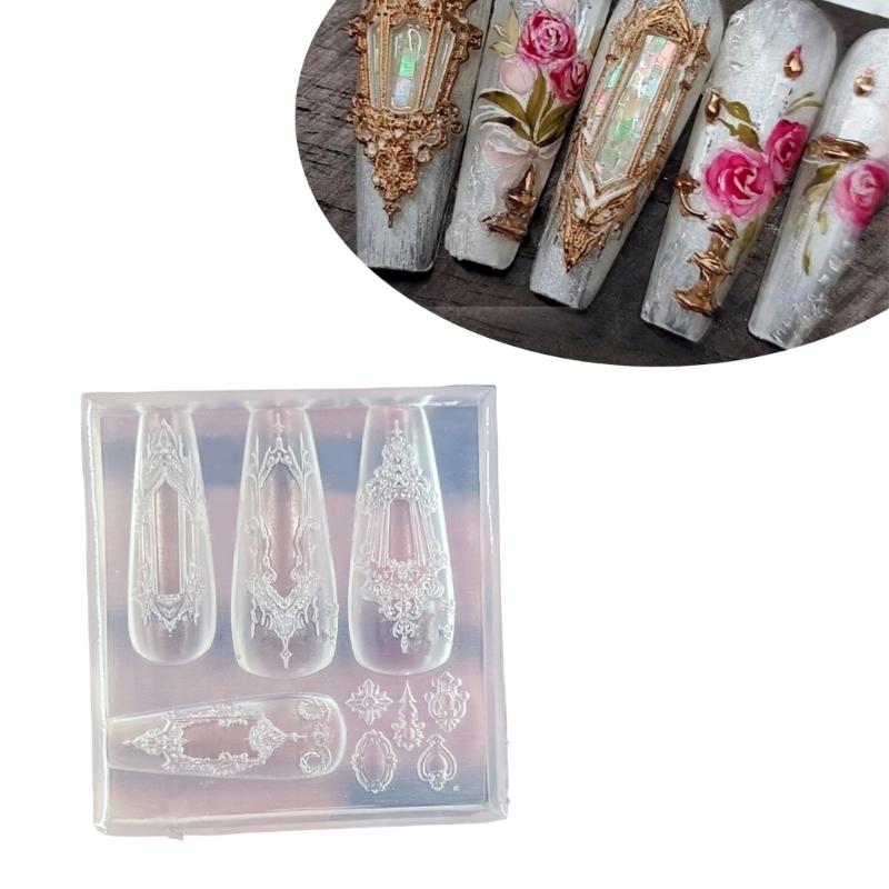 Flexible Silicone Nail Art Mold Creative Charm Design Reusable Manicure Accessories Easy Clean Home Salon Use