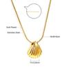 18K Gold PVD Stainless Steel Ocean Charm Necklace Set Shell Starfish Pearl Snake Layered Waterproof Jewelry for Women