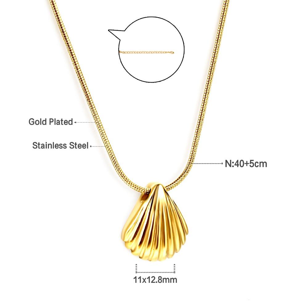 18K Gold PVD Stainless Steel Ocean Charm Necklace Set Shell Starfish Pearl Snake Layered Waterproof Jewelry for Women