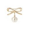 Elegant Simple Bow Brooches Women Bowknot Pin Pearl Pendant Safety Lapel Pins Wedding Jewelry Body Accessories Creative Brooche