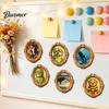 Reusable Magnetic Decals 1/6Pcs Halloween Retro Frame Refrigerator Magnet, Wood Carved Fridge Magnet Cabinet Whiteboard for Home Office Kitchen Decor