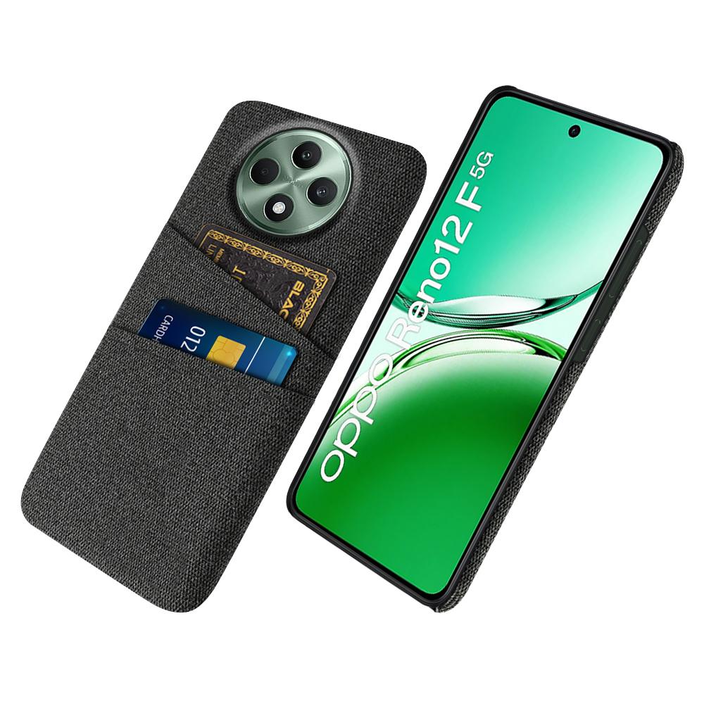 For Oppo Reno12 F 5G Case Cloth+Hard PC Phone Cover with Dual Card Slots