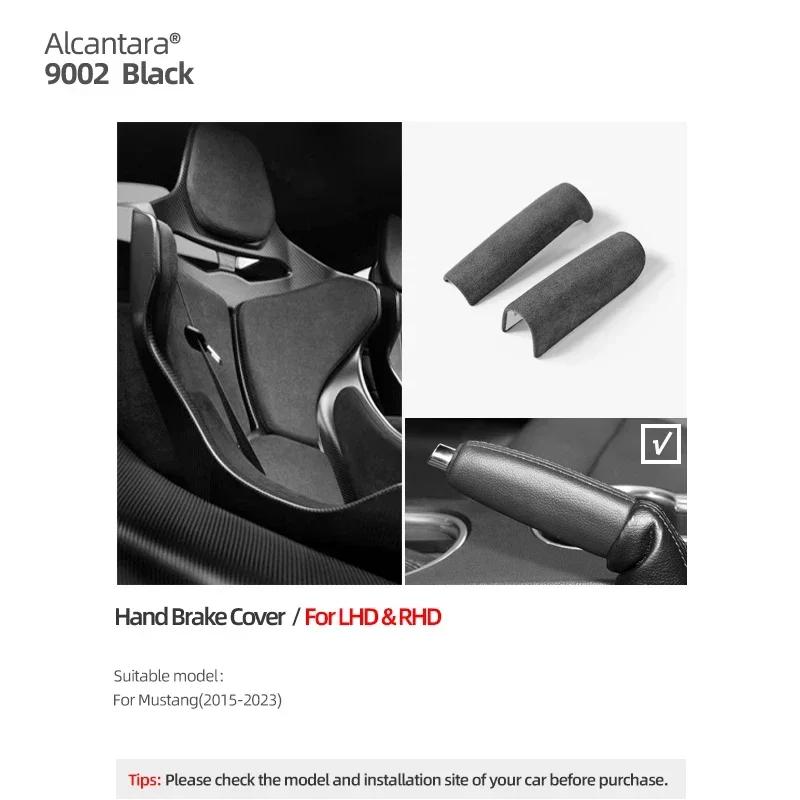 Betterhumz For Ford Mustang 2015- Made of Alcantara Handbrake Grip Cover Wrap Anti-slip Handle Case Car Interior Accessories 9002 black