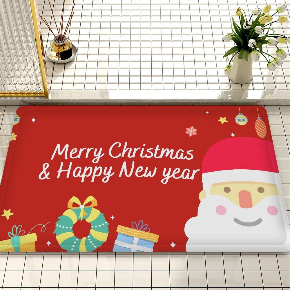 Weihnachtliches Fußmatte Festliche Muster wie Geschenke Weihnachtsmannmütze Süßigkeiten Rutschfest Langlebig Eingangsmatte Innen Außen Heimdeko