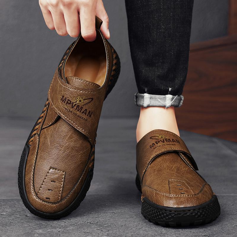 38-48 Men's Classic Fashion Casual Leather Shoes Retro Outdoor Low Cut Men's Leather Shoes Casual Shoes
