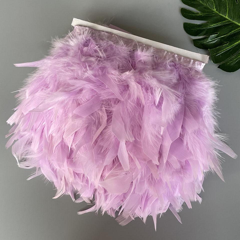 Fluffy Turkey Feathers Trim Fringe Ribbon 10Meters Marabou Feather On Tape Fringes Sewing Trimmings DIY Clothes Dress Decoration
