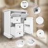 76X46x87cm freestanding bathroom washstand, moisture-resistant coating, adjustable storage space in cabinet and integrated ceramic washbasin, white.