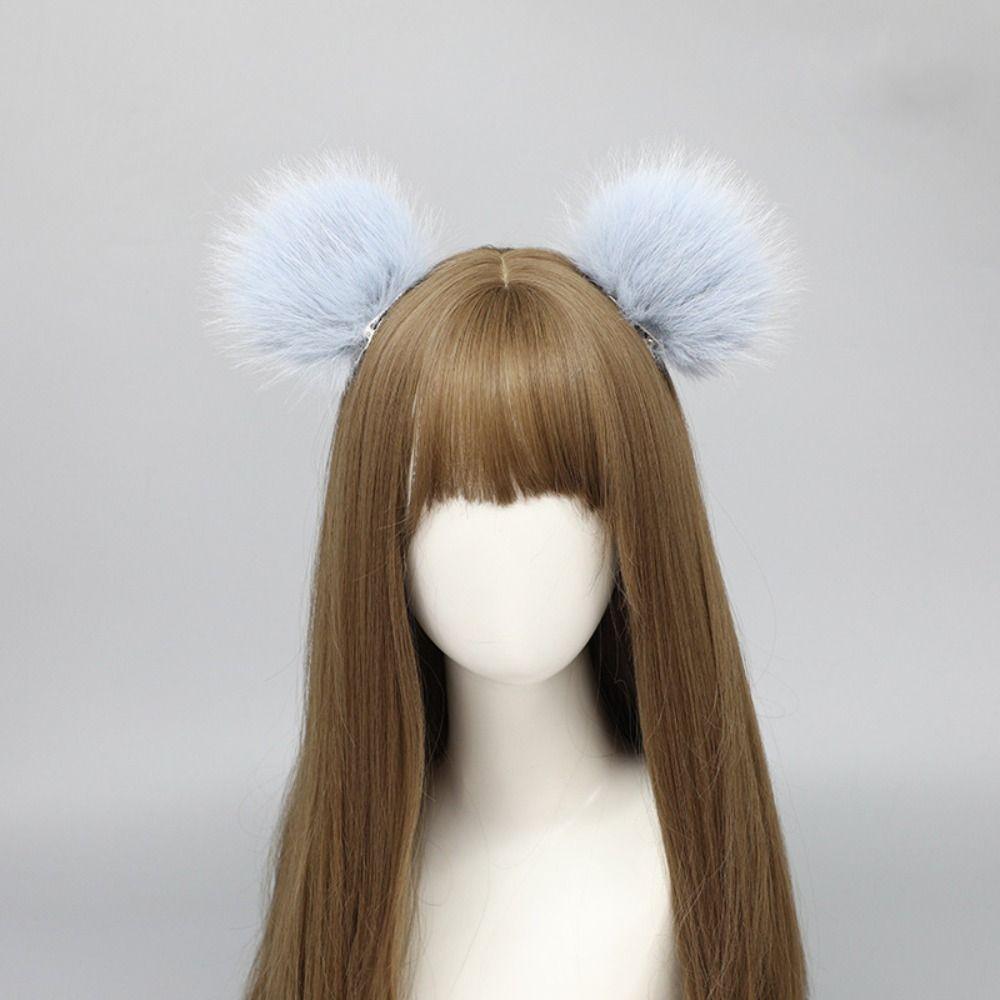 Plush Bear Ear Hair Clip Soft Cosplay Headwear Fashion Angel Headdress  Party Wear