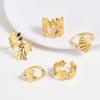 1/6pcs Plant Ring Ginkgo Leaf Tulip Flower Stainless Steel Open Adjustable Rings For Women Men Jewelry Personality Ring Anillos