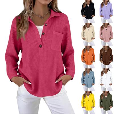 Women's Casual Loose Fashion Color Ribbed Long,Sleeved Pullover Top