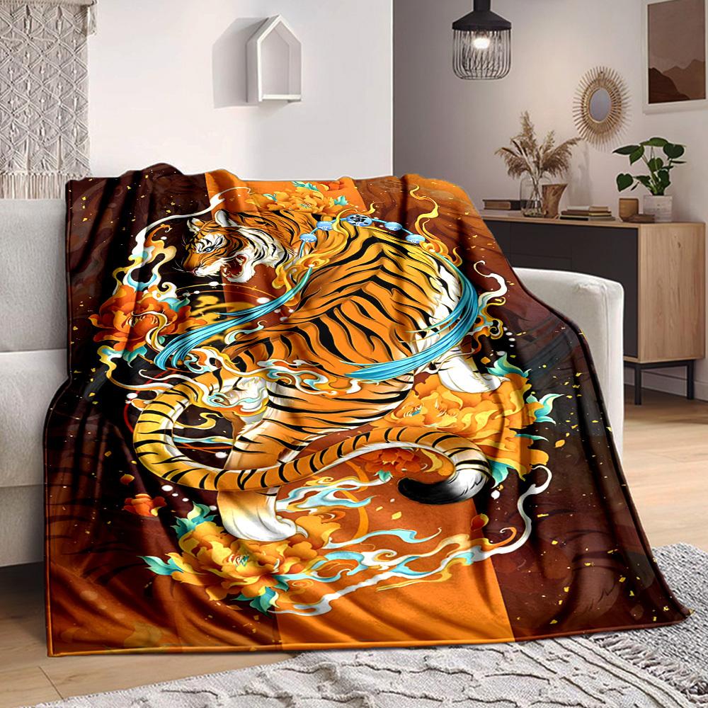 

1pc Tiger Tattoo Design Blanket - Perfect Gift for Birthdays, Christmas & Halloween- Soft, Warm & Versatile yy250909100 75x90cm