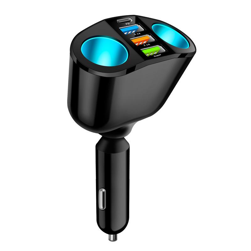 120-240W PD QC3.0 Car Fast Charger Adapter Car Socket Splitter Digital Display Power Adapter for All Phone