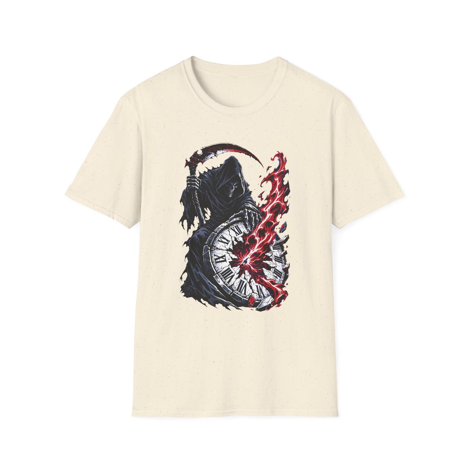 Grim Reaper Horror Gothic Broken Clock Dark Fantasy Unisex Softstyle T-Shirt S