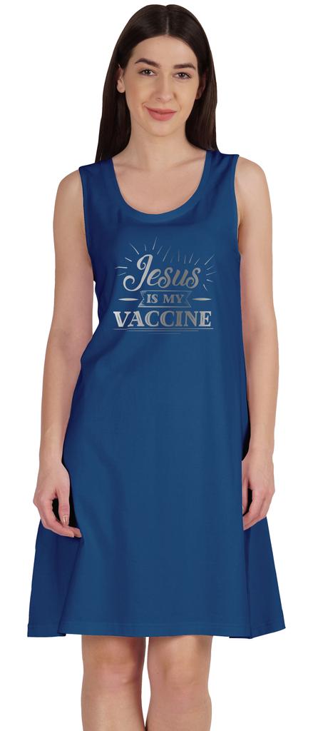 Inkmeso Jesus Is My Vaccine T-Shirt Funny Pro Vaccine Summer Scoop Neck
