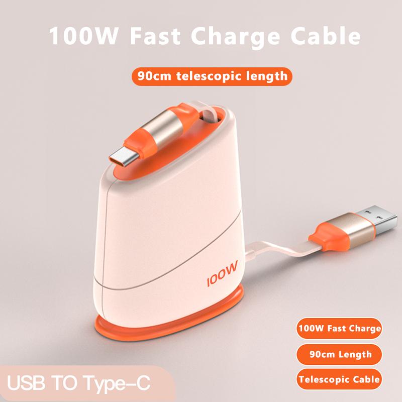 

VAORLO Телескопический зарядный кабель 100 Вт Super Charge Type-C - Type-C/8-контактный USB - Type-C для Huawei Xiaomi Быстрая зарядка Линия может быть вставлена USB to Type-C белый